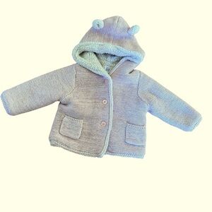 Baby Gap Teddy Bear Cardigan Knit Sweater Jacket Sherpa Baby Girl Pink 6-12M